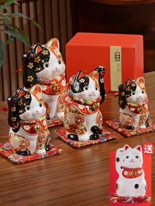 Original Ceramic Cat Statue Wealth Attraction Ornament for Shop Opening Moving House Decoration Home Furniture Table Gift