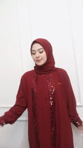 Savanah Dress-Gamis Abaya Premium Simple Mewah Elegan Bahan Adem Lembut Mix Payet Sequeen Springkel
