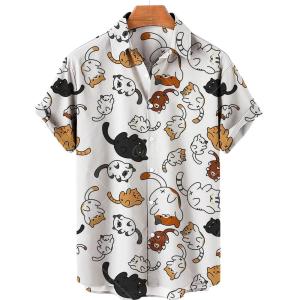 2026 Mens One Button Short Sleeve Casual 3D Digital Printed Shirt Trendy Loose Plus Size 5XL