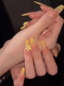 GC Mango Ice Blossom 2025 New Handmade Wearable Long Gradient 3D Egg Flower White Enhancing Nail Tips Premium Sensation