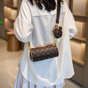 T-LOOKER 2025 Autumn Winter Luxury Floral round Cylinder Bag Womens Crossbody Bucket Small Bag Soft British Style Nylon Strap