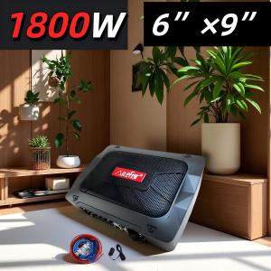 1800W Car Active Subwoofer 6"x9" Inch Aluminum Alloy Ultra-Thin Bass Speaker with Built-in Amplifier 12V Auto Audio System