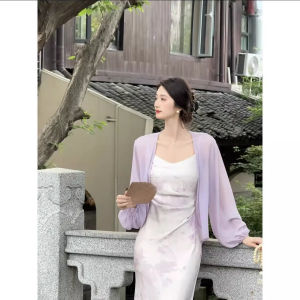 chaqi | เสื้อแจ็คเก็ตผู้หญิงแขนกุดบางเฉียบ ฤดูร้อน 2025 เสื้อคลุมกันแดดแบบสวมไหล่ เสื้อคลุมเครื่องปรับอากาศ เสื้อคลุมแบบสวมไหล่