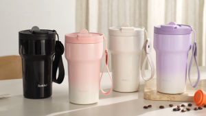 Redchef 500ml/17oz Ceramic Liner Coffee Cup with Straw Flask Hot And Cold Tumbler