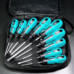 Obeng Set Magnet 13 pcs Pegangan Karet Anti Slip Magnetic Bits Screwdriver