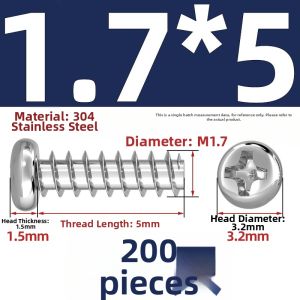 TIANZHUOJINSHU | Stainless Steel Cross Recessed Head Tapping Screws