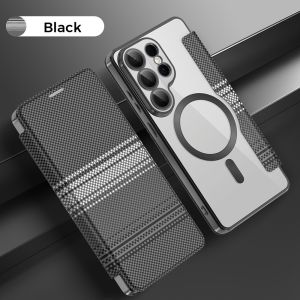 Leather Flip Magnetic Case for Samsung Galaxy S26 Ultra S25 Fe S24 Plus S23 S22 Wallet Wireless Charging Card Slots Phone Cover