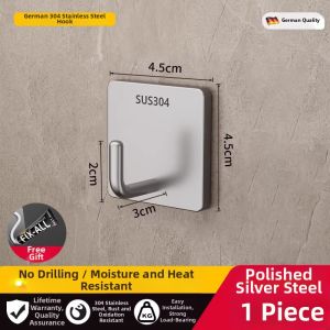 FAJIENUO | Heavy Duty Adhesive Stainless Steel 304 Hook Easy Installation No Drilling