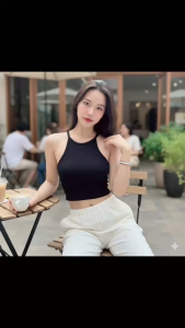 Áo croptop sát nách cổ yếm KVYBODY A39 chất cotton borip lụa dày mịn co giãn thích hợp mặc ở nhà đi chơi đi du lịch