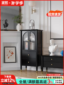 Daixi French Retro TV Cabinet Low Side Cabinet Solid Wood Black Storage Cabinet Wall Wine Cabinet Snack Clothes Closet