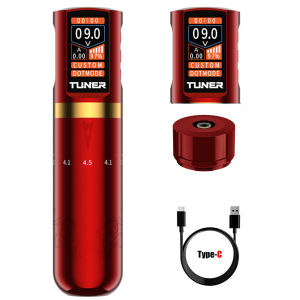 JUNMIAO | Wireless Tattoo Machine 2.5-4.5mm Adjustable Stroke Large Capacity 2pcs 2200mAh Battery OLED Color Screen Tattoo Pen