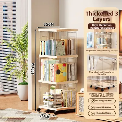 MEIZHUFU | Rotatable Transparent Bookshelf Storage Cabinet