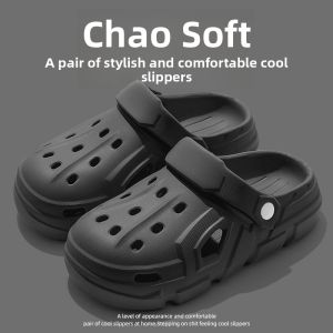 Couples Summer Outdoor Wear Thick Bottom Cartoon Slip-On Sandals Mens Womens Home Slippers Comfortable PVC Material