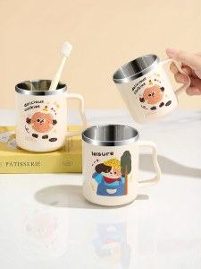 YOULUNMEI | Food Grade 304 Stainless Steel Antimicrobial Childrens Toothbrush Cup
