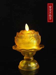 莲花灯佛灯佛前供灯led供佛灯家用电子蜡烛灯蜡烛台酥油灯长明灯Lotus lamp Buddha lamp for the front of the ▤☜ BAYUETAO