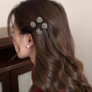 Princess Style Sparkling Diamond Butterfly Knot Hair Clip Womens Fashion Front Hair Bangs Side Parting Headwear Accessories
