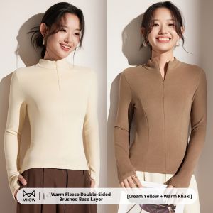 MiiOW | White Stand-collar Long-sleeve Fitted Knitwear