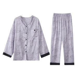 Bộ đồ ngủ MiiOW cho nữ làm bằng lụa băng thoải mái thoáng khí dài tay có đệm ngực