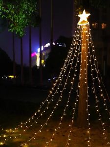 ไฟประดับตกแต่ง โซล่าเซลล์ ไฟเส้นดาว Led 3.5M ไฟดาว9แฉก เซ็นเซอร์ กันน้ำ ไฟตกแต่งลานบ้าน ไฟจัดงาน ไฟเทศการ ไฟ ประดับ ร้าน