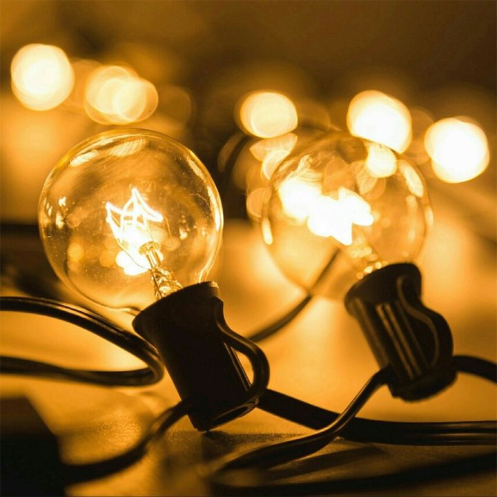 G30 Patio String Lights with 25 Clear Globe Bulbs – Outdoor String Lights –  Market Bistro Café Hanging String Lights – Patio Garden Umbrella Globe  Lights - Black Wire - 25 Feet