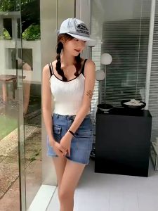 S--6XL plus size denim skirt 23-36 high waist mini skirt with safety shorts
