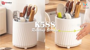 Oxihom Tempat Sendok Garpu Putar Tempat Pisau Rak Dapur Putar