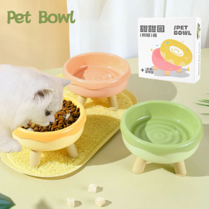 Pet Food Bowl Tilt High Bottom Neck Protector Cat Water Bowl for Cat Food Plastic Water Bowl Pet Drinking Eating Feeder