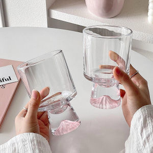 Elegant Glass Beer Cup Creative Beverage Coffee Cup High Footed Beer Glass Cup for Women Cute Luxury Mountain View Water Cup