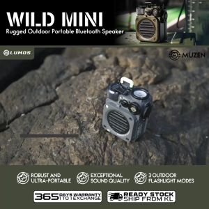 MUZEN WILD MINI Rugged Outdoor Portable Bluetooth Speaker Waterproof Design IPX5 Outdoor Flashlight For Adventures