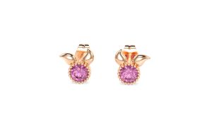 ALUXE 10K Gold Pink sapphire Earring (Single) Piglet Disney Winnie the Pooh Series EEDW006 EEDW016