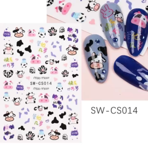 Decal Dán Móng Hình Bò Sữa SW-CS014 – Sticker Nail Cute Phong Cách Dễ Thương Hàn Quốc