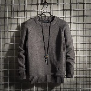 Big Sale Leak-Picking American High Street Pure Color Sweater Men Autumn and Winter Loose Design Niche Style Idle Style Knitwear