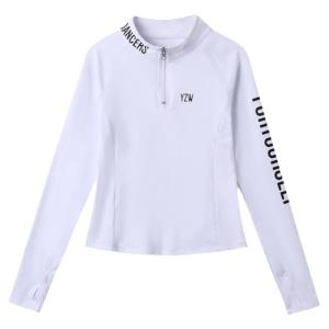 เสื้อเต้นรำสตรีแขนยาวทรงหลวมสบาย ๆ แห้งเร็ว ชุดเต้นรำกลางแจ้ง ชุดเต้นรำแบบสวมหัว ชุดออกกำลังกาย