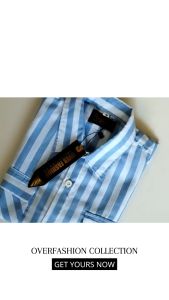 Kemeja Katun Salur Anak Laki Laki Lengan Pendek Blue Sky Korean Style Terbaru 2023