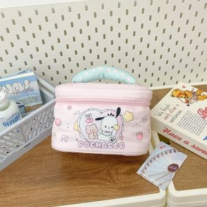 Cute Cartoon Pachat Dog Large Capacity Handheld Makeup Bag Womens Storage Organizer Canvas Material Household Storage Tools