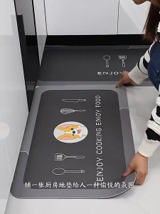 พรมปูพื้นห้องครัวชุดพรมกันลื่นสำหรับห้องน้ำดูดซับน้ำแห้งเร็วด้านล่างป้องกันการลื่นไถลมีสองขนาด