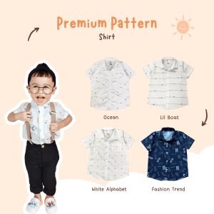 Kemeja Anak Katun Motif Premium Pattern Usia 1-8 Tahun Yobebee