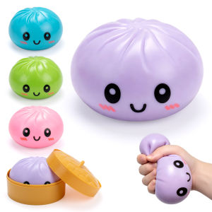  Simulated Steamed Buns Bamboo Steamer Box Anti-Stress Toy with Squishy Rebound Soft Squeeze Stress Ball Sensory Creative Gift