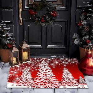 VIKAMA Welcome Gnome Doormat Red Black Buffalo Plaid Christmas Tomte Gifts Snowflakes Front Porch Entry Rug Xmas Decor