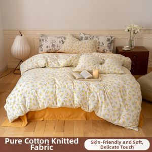 BEIPIN | Ultra-Soft Knitted Interlock Cotton Four-Piece Bedding Set Class A