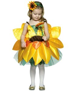 2PCS Girls New Children's Sunflower Dress Halloween Party Cosplay Stage Performance Costume Set