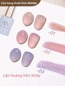 Bộ Sơn Gel Nhũ MIANEL - 12ML Bộ Màu Hồng Trắng Xanh Sơn Gel Móng Tay Yun Brocade Diamond Blue - Gói 1-4 Chiếc