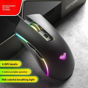 AULA-MOJING | Quiet Gaming Wired Mouse with RGB Lighting