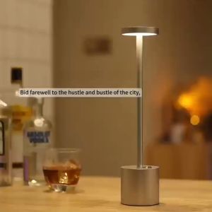 MLADEN Metal Touch Sensor LED Table Lamp Rechargeable Desk Lamp 3 Colors Cordless Ambient Light Bar Room Restaurant
