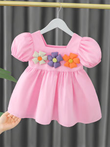 Princess Style Childrens Dress Fashionable Baby Girl Skirt High Waist Cotton Blend Fabric Summer Outfit for One Year Old
