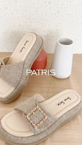 Sara Sara Patris Sandal selop wanita satu ban kristal bahan fabric sendal slop model platform