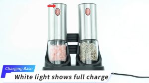 เครื่องบดไฟฟ้า 2 in 1 เครื่องบดเกลือพริกไทยไฟฟ้า เครื่องโม่เกลือพริกไทยอัตโนมัติ ใช้งานง่าย แข็งแรง สแตนเลส ทนทาน ครอบคลุมทั้งครัว Large Capacity Electric Salt and Pepper Grinder USB Rechargeable Adjustable Coarseness Auto Grinders Kitchen Tool