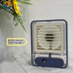 Kipas Angin Pendingin AC Mini portable LED Fan Humidifiar Air Cooler recharging Bateria Litium2000mah