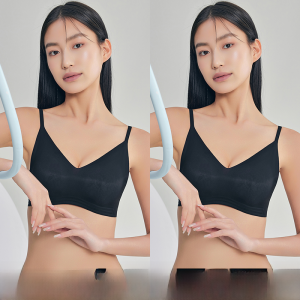 Miiow | Wireless Bra Womens Small Chest Gathered Look Big Anti-Sagging Underwear Summer New Style MiiOW Cat Person Fixed Strap V-Neck