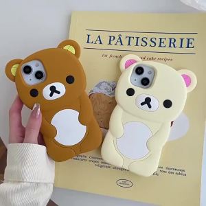 Cute Bear Kawaii Soft Silicone Case for IPhone 17 16 15 13 11 Pro Max 14 Plus 12 Mini XS XR X 13Mini 12Mini Korean Phone Cover